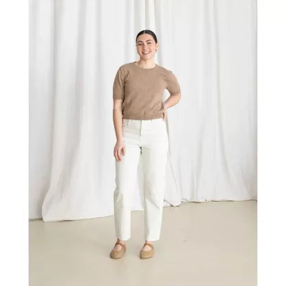 Pull Ajouré Manches Courtes Moka Coton Bio - Fait Main Cuenca | VETYMOD