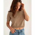 Pull Ajouré Manches Courtes Moka Coton Bio - Fait Main Cuenca | VETYMOD